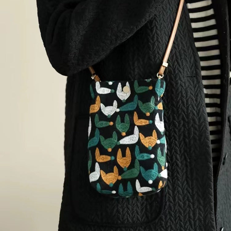 Three-dimensional embroidery crossbody mobile phone bag female, mini mobile phone bag, shoulder small and light phone purse - SJB-DIAMOND ELITES