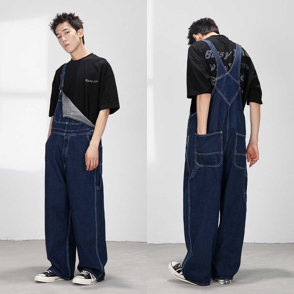Men's Japanese-style Retro Casual Straight-leg Working Bib Top Pants Lootquake LLC
