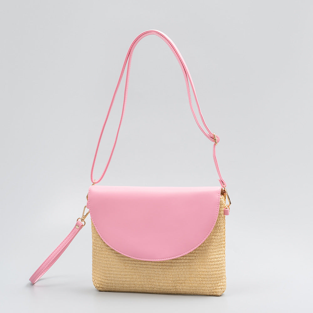 Holiday straw bag, small solid color shoulder bag, small crossbody beach bag, seaside beach bag evening clutch woven bag women - SJB-DIAMOND ELITES