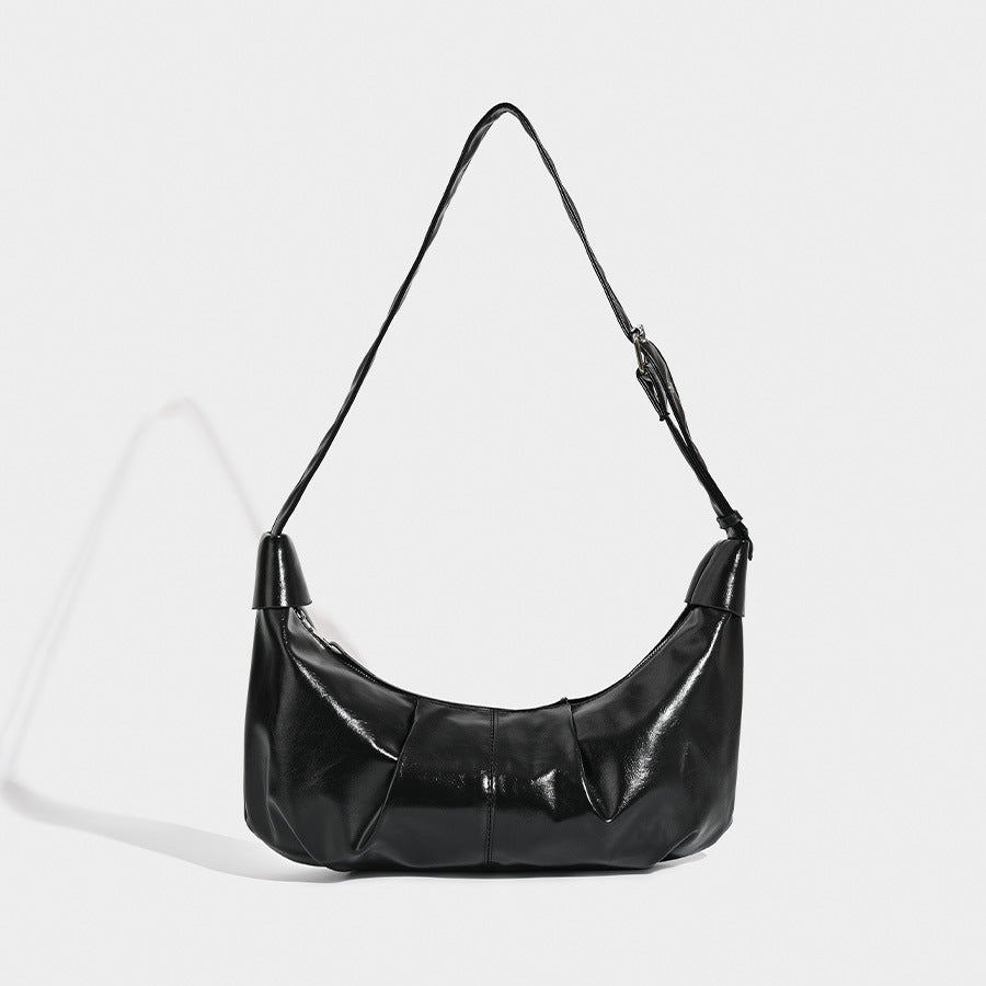 Versatile black shoulder bag, vintage pleated shoulder bag, crossbody hobo bag - SJB-DIAMOND ELITES