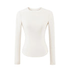 Hourglass Waist Long Sleeve T-Shirt beige