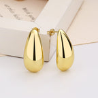 Fashion Jewelry Water Drop Glossy 16k Real Gold Plating Simple And Elegant Earrings Pi-Mart