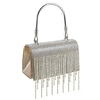 GlitteringTassel Rhinestone Small Square Bag Evening Dinner Bag Party Bag Metal Tote Bag Cosmetic Bag - SJB-DIAMOND ELITES