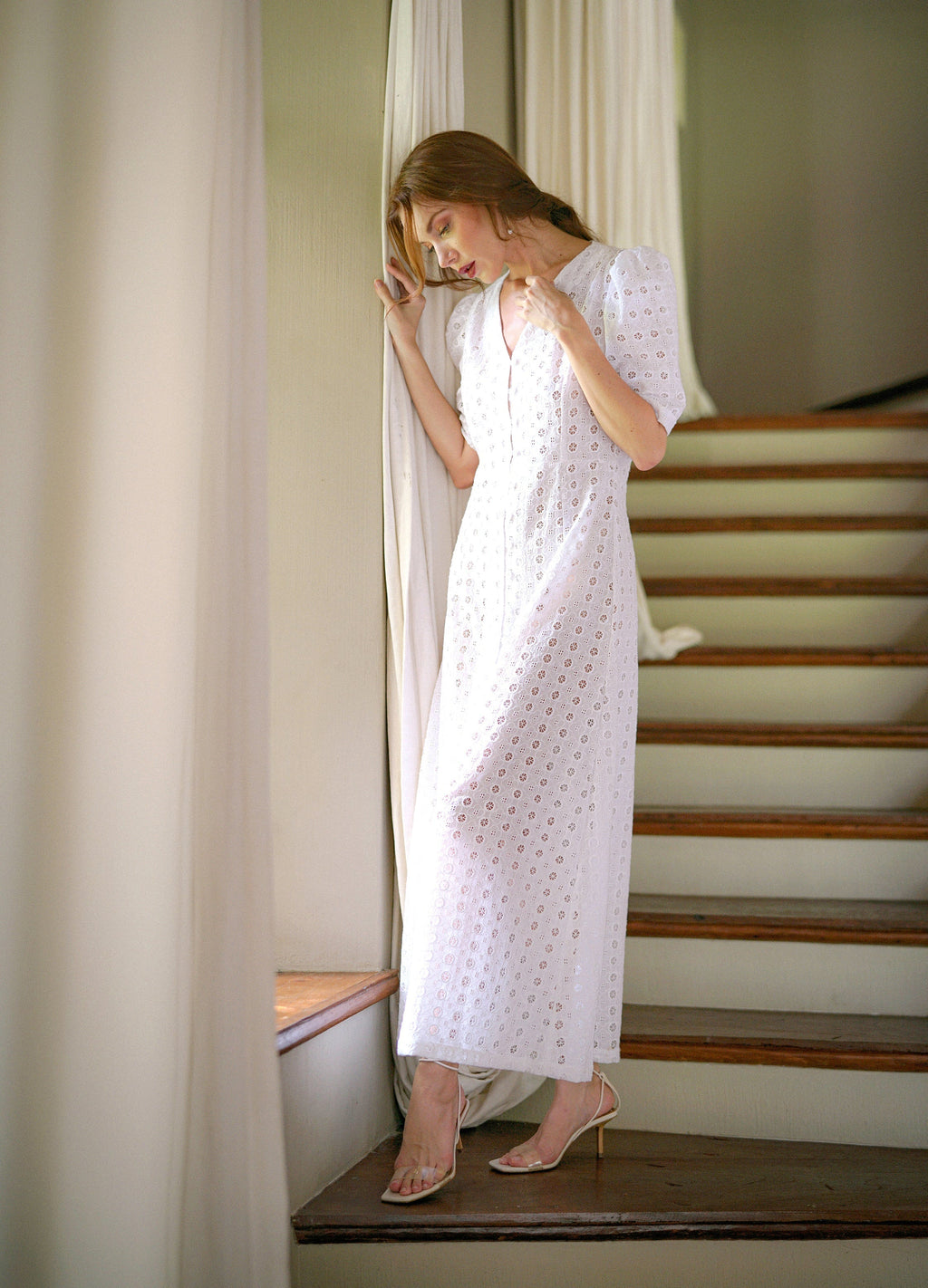OLYMPIA Embroidered Cotton Dress Purplish Diva