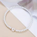 Dainty Faux Pearl Bead Initial Bracelet for Women Pi-Mart