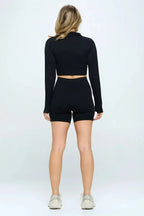 Seamless Half Zip Thumb Holes Crop Top | Stylish & Functional - SJB-DIAMOND ELITES