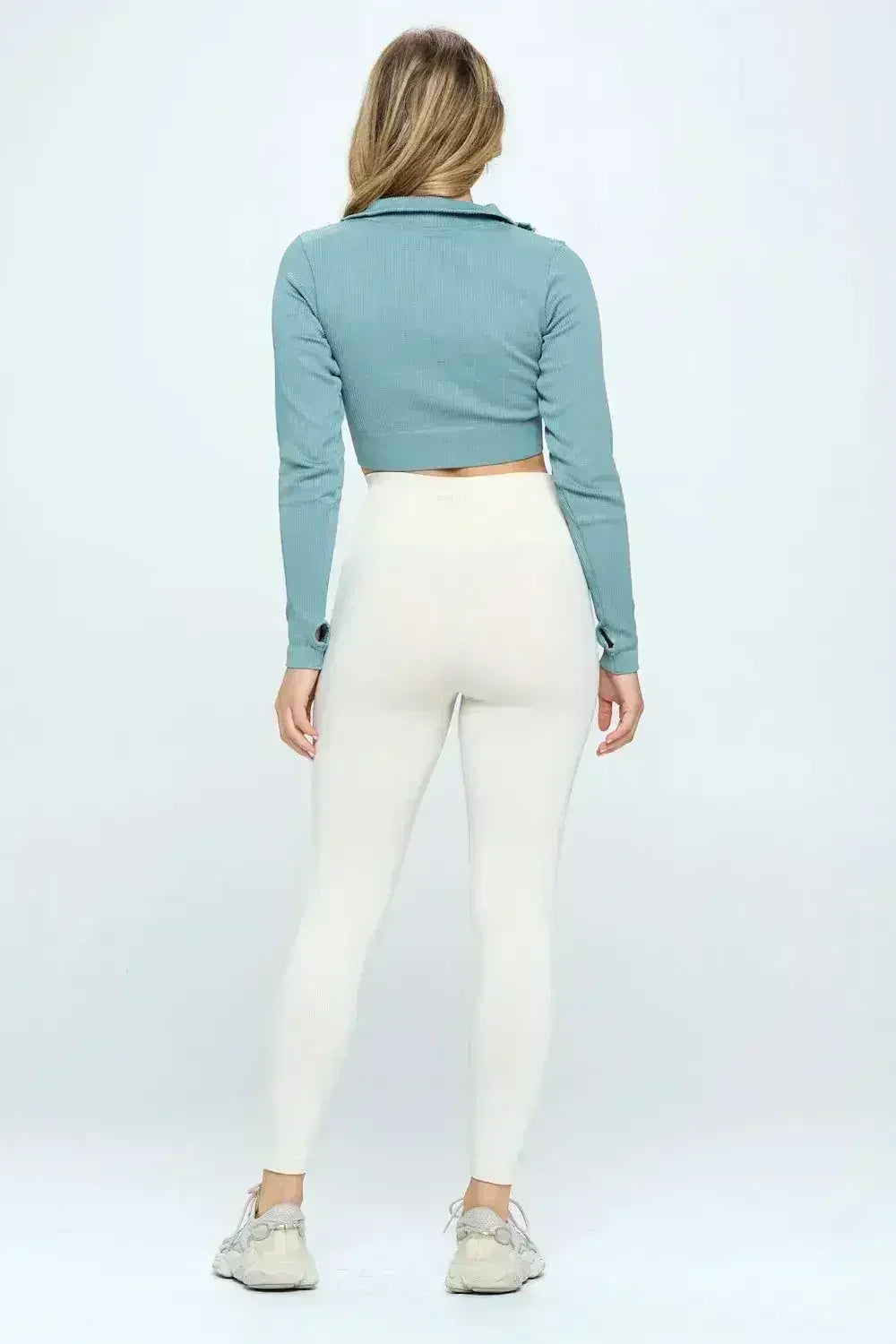 Seamless Half Zip Thumb Holes Crop Top | Stylish & Functional - SJB-DIAMOND ELITES