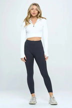 Seamless Half Zip Thumb Holes Crop Top | Stylish & Functional - SJB-DIAMOND ELITES
