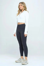 Seamless Half Zip Thumb Holes Crop Top | Stylish & Functional - SJB-DIAMOND ELITES