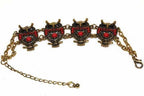 Handmade Gold Tone Owl Bracelet With Colorful Bead Drops