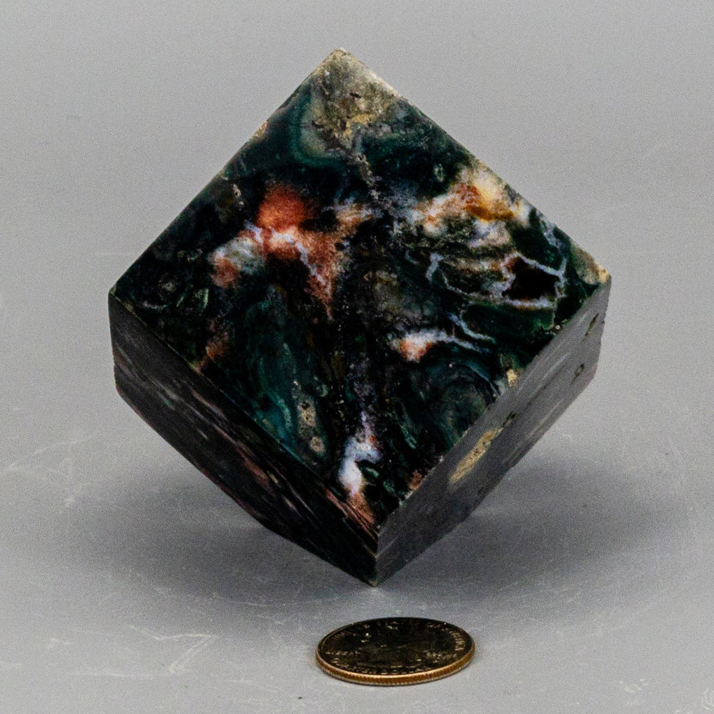 Ocean Jasper Cube with Cut Corner - Natural Crystal Stone One-of-a-Kind Crystal Destiny