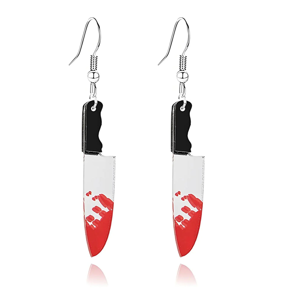 WCRAZYE Halloween Earrings Acrylic Skull Dangle Earrings for Women Halloween Pumpkin Earrings Spirit Earrings Cut Glitter Powder Cartoon Funny Earring Halloween Cosplay Jewelry (Silver Knife Earrings) Lootquake LLC