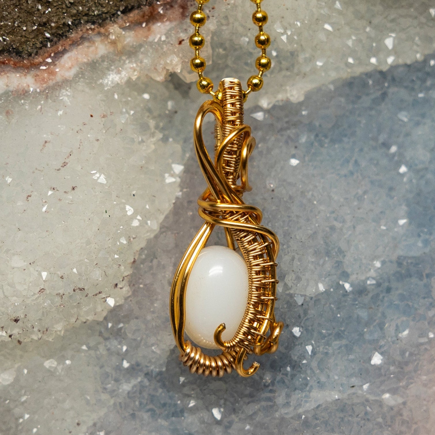 Opal Wire Wrap Crystal Pendant - SJB-DIAMOND ELITES