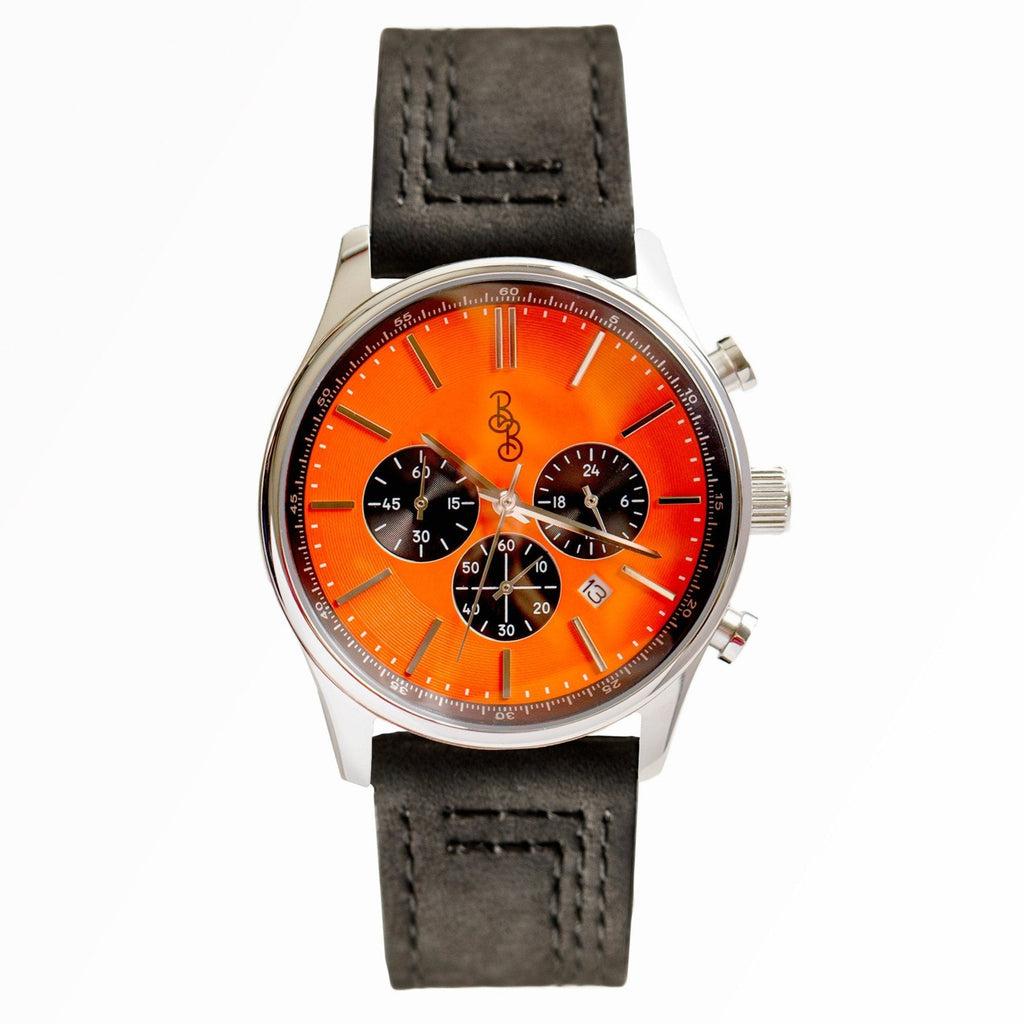 Orange and Black Chronograph The Beyond Boring Watch Company
