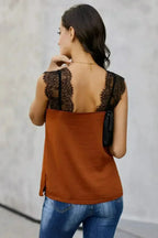 Orange Sleeveless One More Night Lace Cami Tank - SJB-DIAMOND ELITES