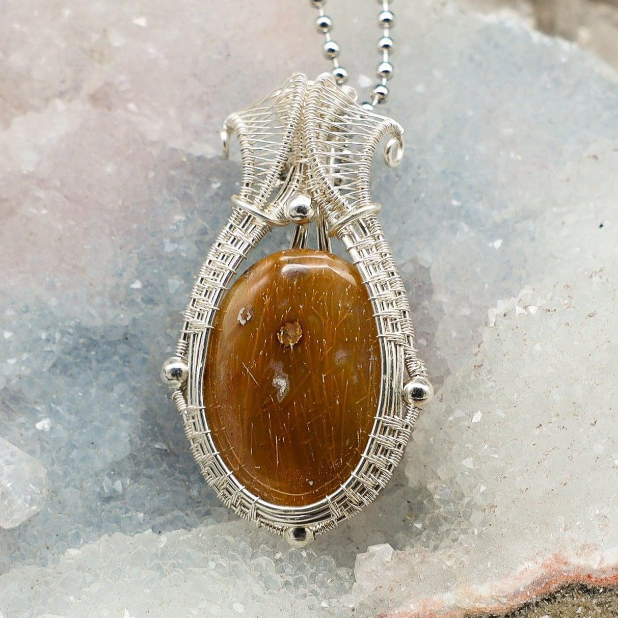 Orca Agate Wire Wrap Crystal Pendant - Contrasting Patterns - SJB-DIAMOND ELITES