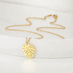 Hawaii Style Summer Collar Stainless Steel Palm Leaf Necklaces