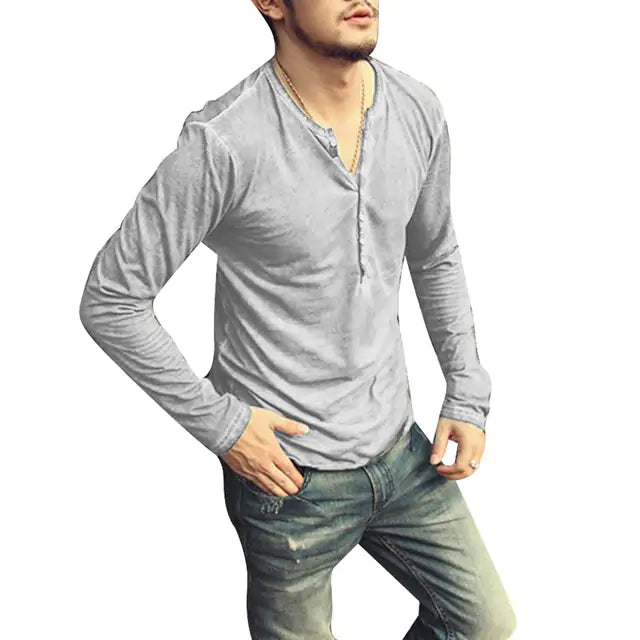 Tee Shirt V-Neck Long Sleeve Pi-Mart