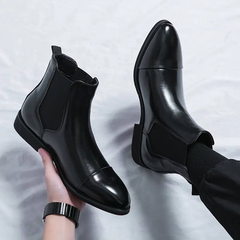 Men's Chelsea High Top Casual Leather Boots Pi-Mart