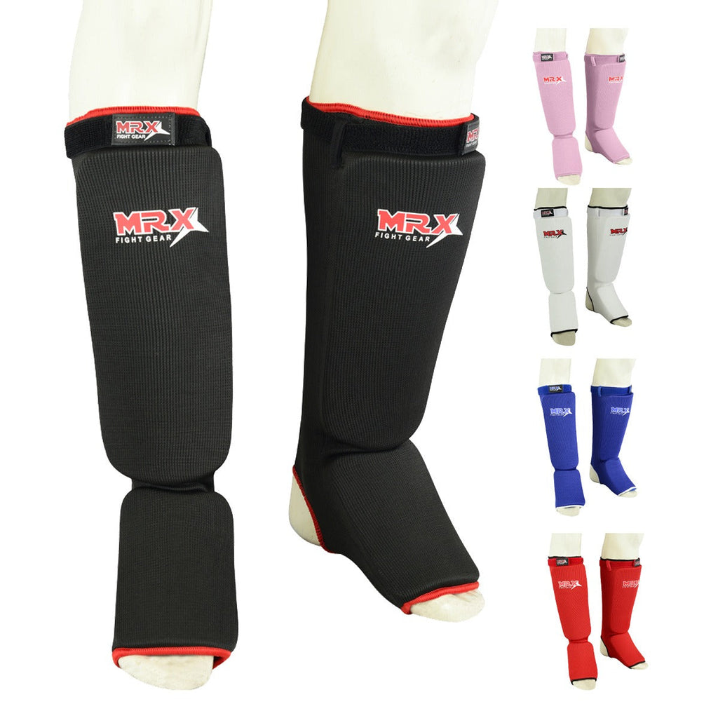 MRX BOXING & FITNESS Muay Thai Shin Guards Kick Boxing Leg & Foot Protector Pad MMA Shin Guard Extra Padding for Men or Women - SJB-DIAMOND ELITES