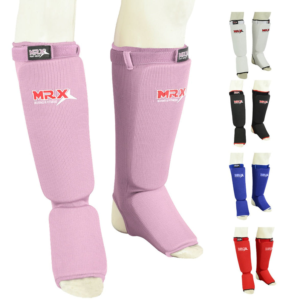 MRX BOXING & FITNESS Muay Thai Shin Guards Kick Boxing Leg & Foot Protector Pad MMA Shin Guard Extra Padding for Men or Women - SJB-DIAMOND ELITES