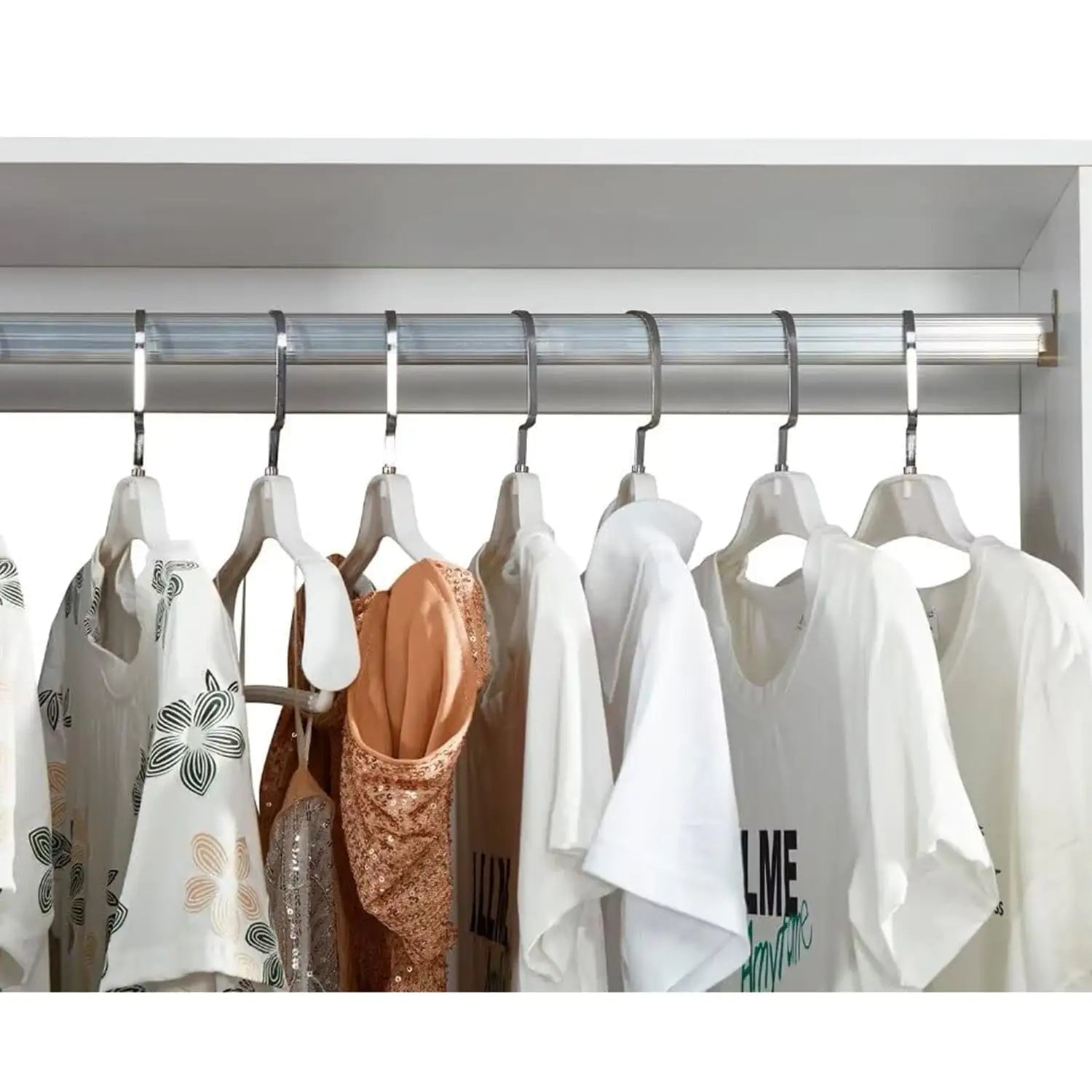 White Wood Closet System Storage Stand-Alone Wardrobe with 4 Drawers Closet Organizer Armoires and Wardrobeswith Hanging Rod 31.5"W x 15.7"D x 70.8"H Pi-Mart