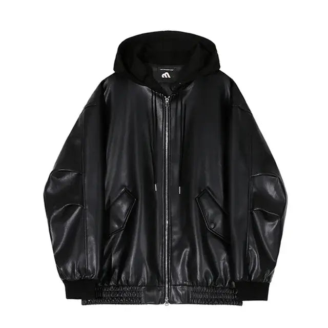 Men's Hooded Leather Jackets Pi-Mart