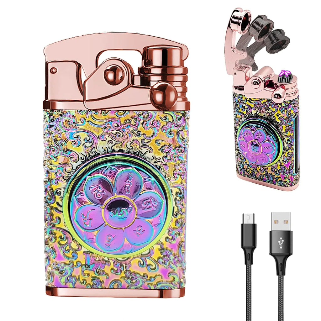 YOZWOO Electric Lighter Dual Arc Lighter USB Rechargeable Lighter Windproof Flameless Lighter Candle Lighters Cool Lighter Revolve with Box for Friends Family Lovers (Magic)