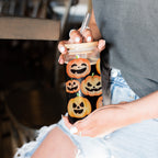 Pumpkin 20oz Glass Tumbler with Bamboo Lid, 2 Stainless Straws & Straw Cleaner BandsCo Straps