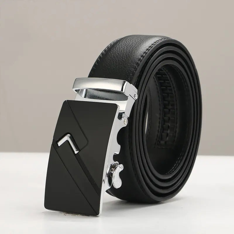 Genuine Leather Men's Belt with Automatic Buckle Pi-Mart