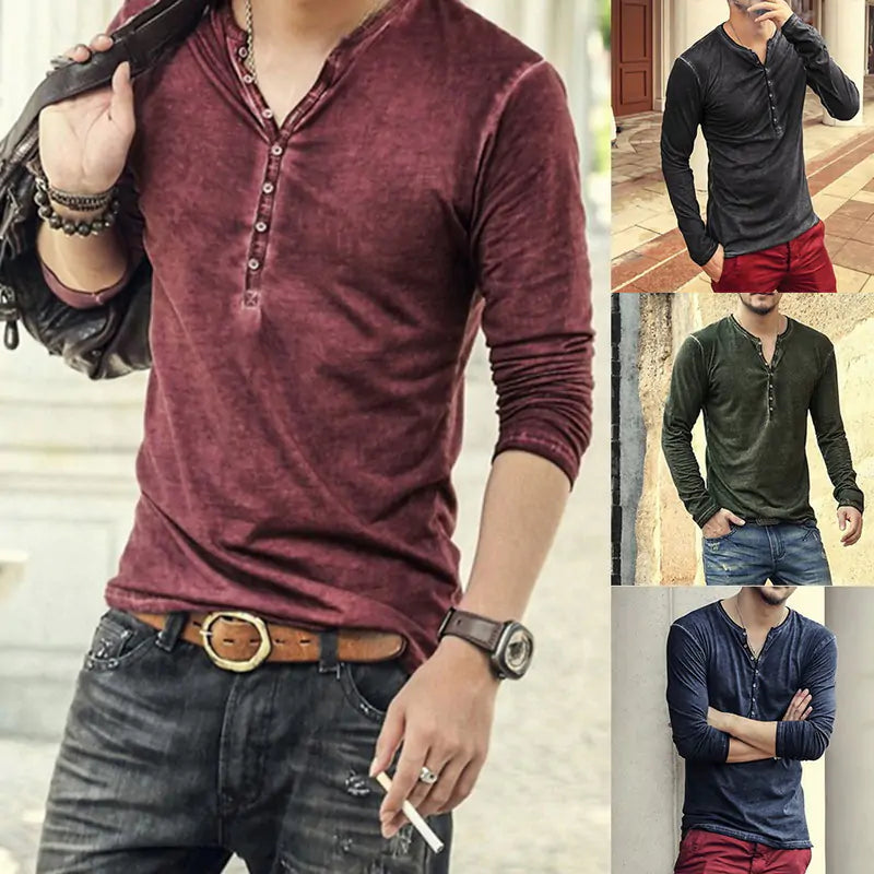 Tee Shirt V-Neck Long Sleeve Pi-Mart
