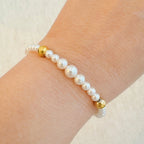 Pearl & Gold Beaded Stretch Bracelet
