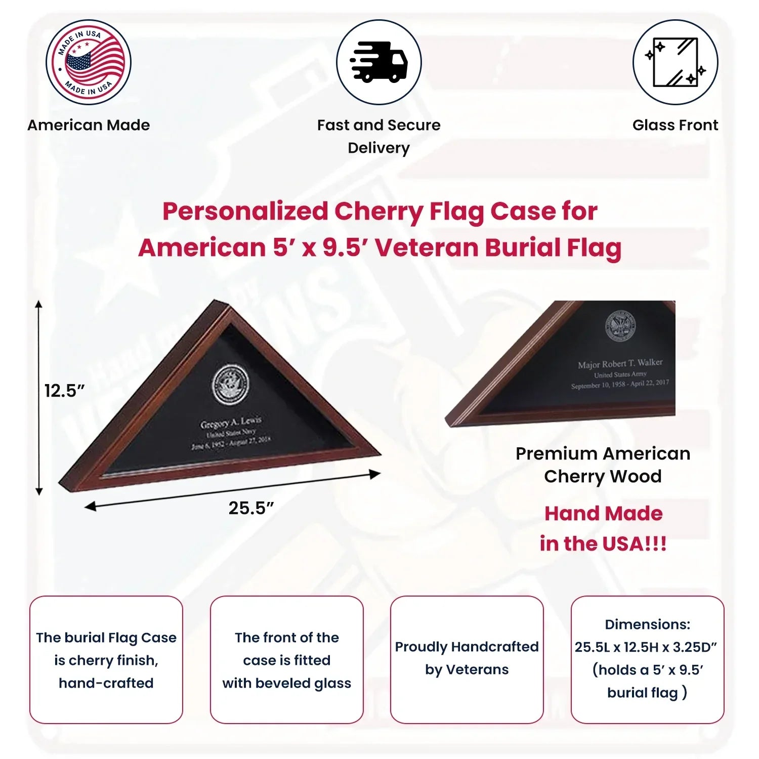 American Flag Display Case for Funeral Burial Flag Shadow Box The Military Gift Store