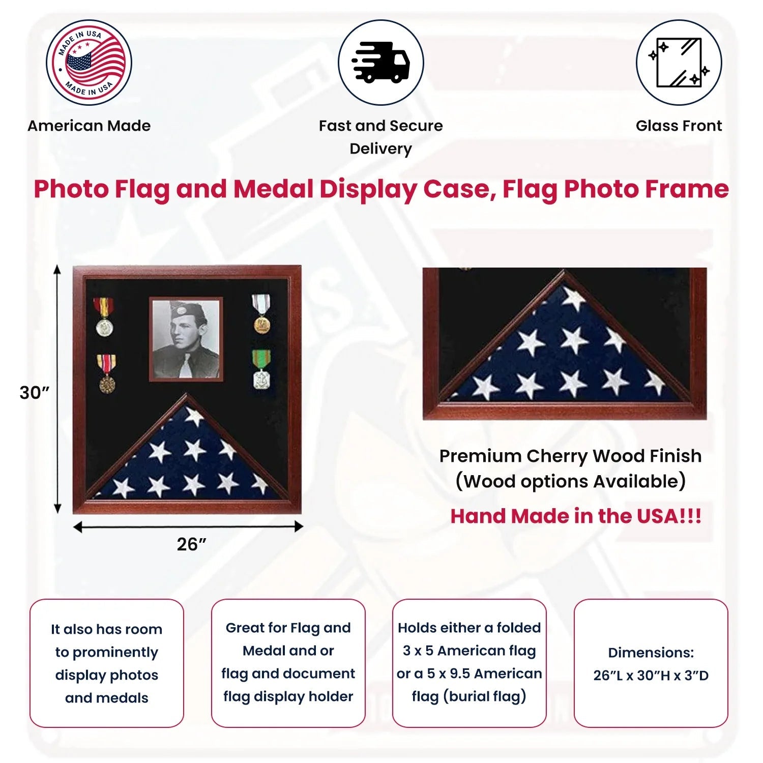 Photo Flag and Medal Display Case, Flag and Photo Frame The Military Gift Store