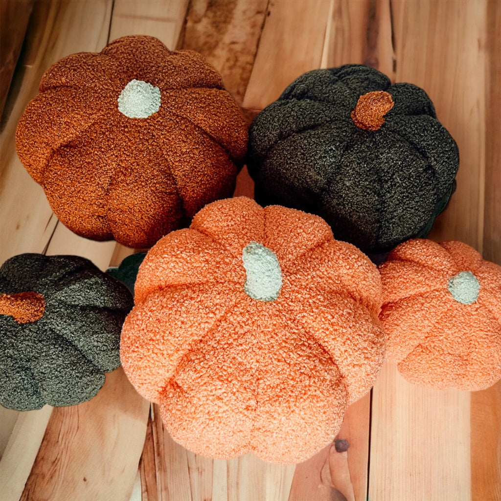 Plush Pumpkin Throw Pillow Decorative Fall Pillow Soft Cuddle Pumpkin Decor BandsCo Straps