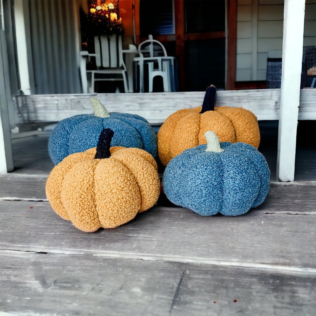 Plush Pumpkin Throw Pillow Decorative Fall Pillow Soft Cuddle Pumpkin Decor BandsCo Straps