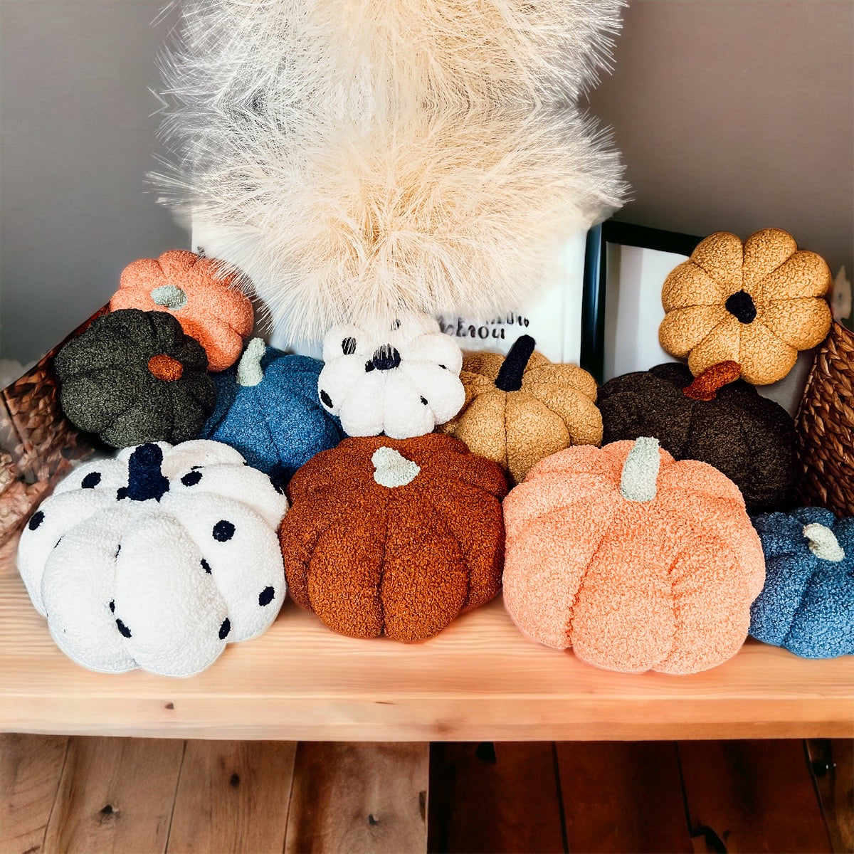 Plush Pumpkin Throw Pillow Decorative Fall Pillow Soft Cuddle Pumpkin Decor BandsCo Straps