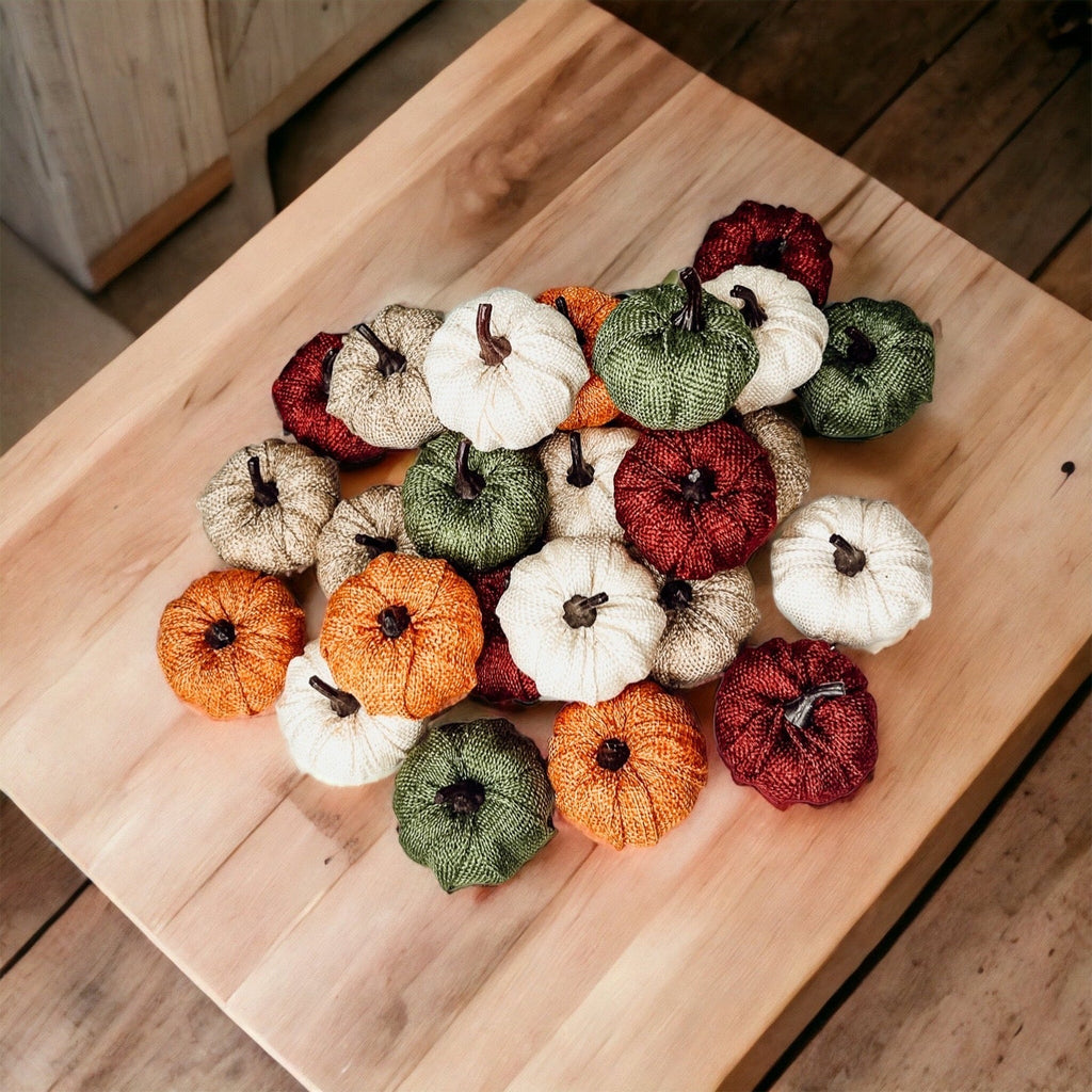 Jute Mini Pumpkins Rustic Fall Decor Set Handmade Jute Cotton Table Accents BandsCo Straps