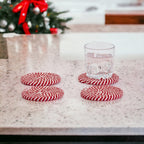 Black Braided Coaster Set 4-Pack Candy Cane Stripe Coasters Table Protectors BandsCo Straps