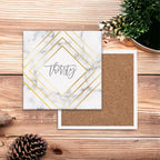 Golden Geometric Ceramic Coaster 4 Inch Cork Back Modern Thirsty Coaster Single Or Set BandsCo Straps