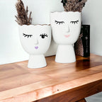 Coquette Porcelain Vases Set Of 2 Wink And Smile Ceramic Vases With Gold Trim Slim Vanity Decor BandsCo Straps
