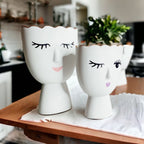 Coquette Porcelain Vases Set Of 2 Wink And Smile Ceramic Vases With Gold Trim Slim Vanity Decor BandsCo Straps