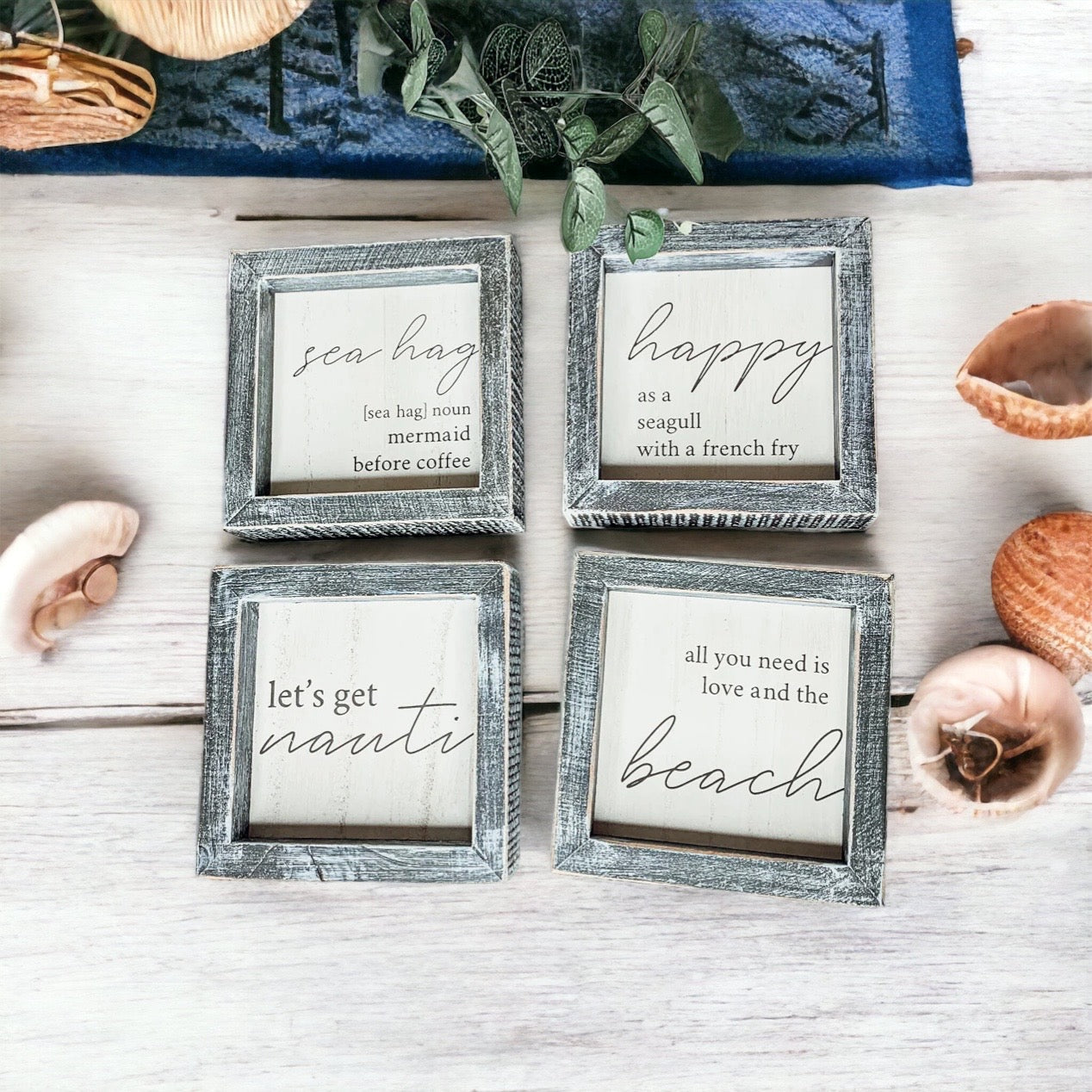 Beach Home Summer 5 Inch Wooden Sign Funny Coffee Quote Coastal Wall Decor Small Plaque BandsCo Straps