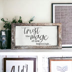 Rustic Wooden Magic Of New Beginnings Inspirational Sign Home Decor Gift BandsCo Straps