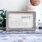 Half Full Or Empty Wood Sign Funny Are You Gonna Drink That Quote Home Office Decor 8 x 5 x 1.5 Inches BandsCo Straps