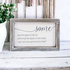 Half Full Or Empty Wood Sign Funny Are You Gonna Drink That Quote Home Office Decor 8 x 5 x 1.5 Inches BandsCo Straps