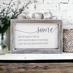 Half Full Or Empty Wood Sign Funny Are You Gonna Drink That Quote Home Office Decor 8 x 5 x 1.5 Inches BandsCo Straps