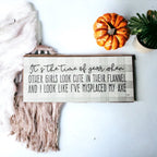 Misplaced Axe Funny Fall Winter Wood Sign 10x4 Rustic Gingham Flannel Wall Decor Gift BandsCo Straps
