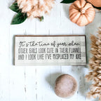 Misplaced Axe Funny Fall Winter Wood Sign 10x4 Rustic Gingham Flannel Wall Decor Gift BandsCo Straps