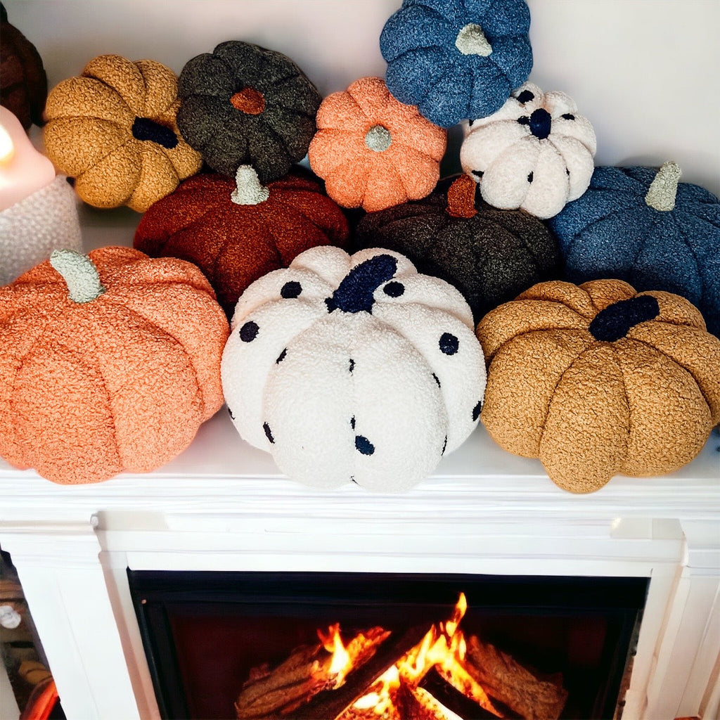 Plush Pumpkin Throw Pillow Decorative Fall Pillow Soft Cuddle Pumpkin Decor BandsCo Straps